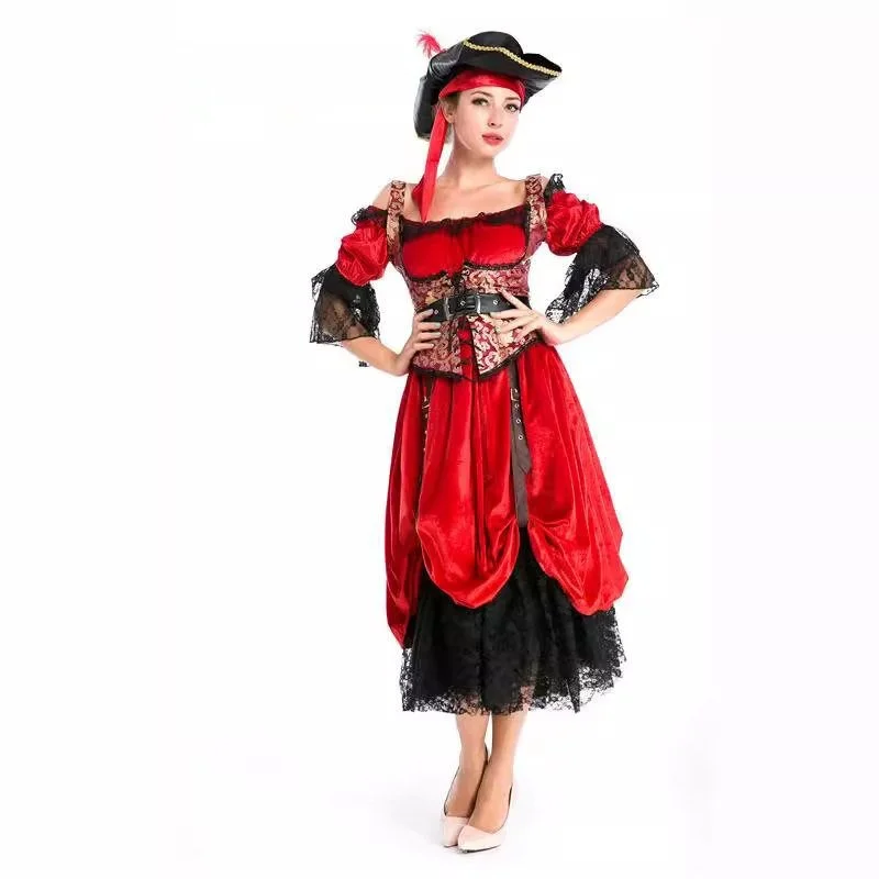 Caribbean Multi-Sle Halloween Stage Role-Plang-kostuum Etnische kleding voor dames Stage Performance Dr. Summer
