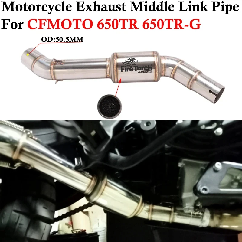 

Slip On For CFMOTO 650TR 650TR-G 650 TR G Motorcycle Exhaust Middle Link Pipe Modify 51MM Escape Muffler Tube System Stainless