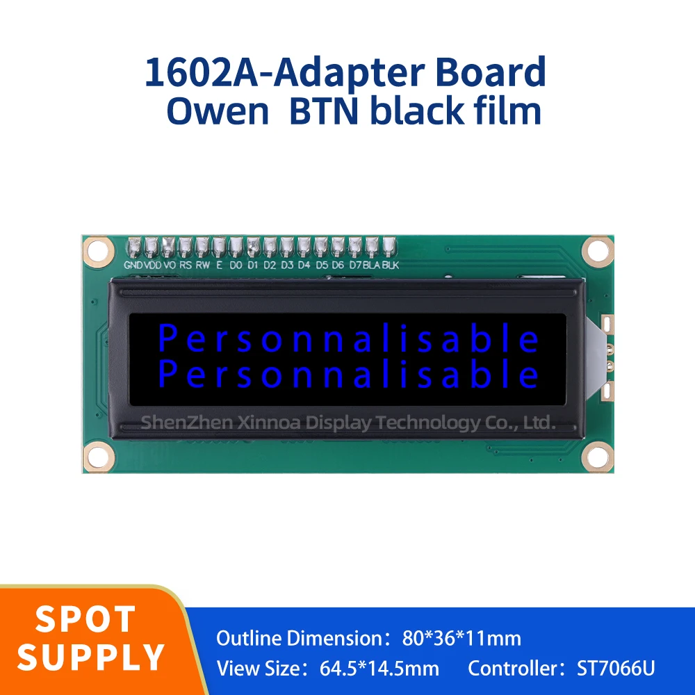 

LCD High Brightness Screen 1602A IIC Adapter Board LCD European 16X2 Dot Matrix Characters BTN Black Film Blue Letters