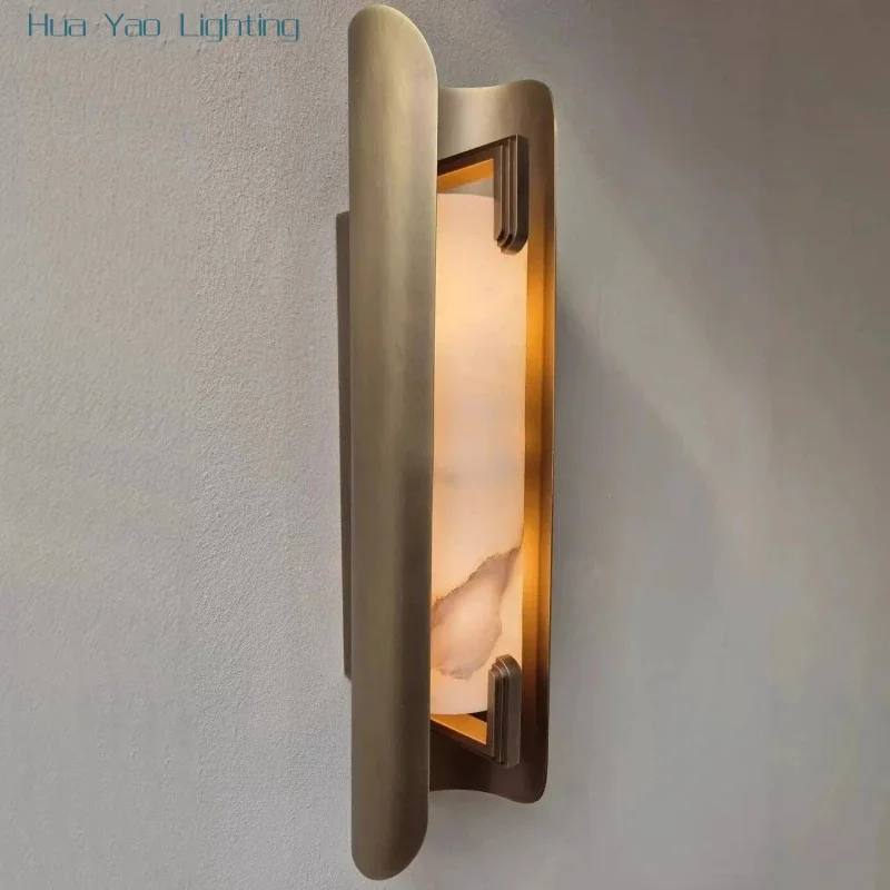 Design Soft Decoration Spanish Natural Marble Wall Light Luxury Background Wall Light Staircase Living Room Corridor Lighting