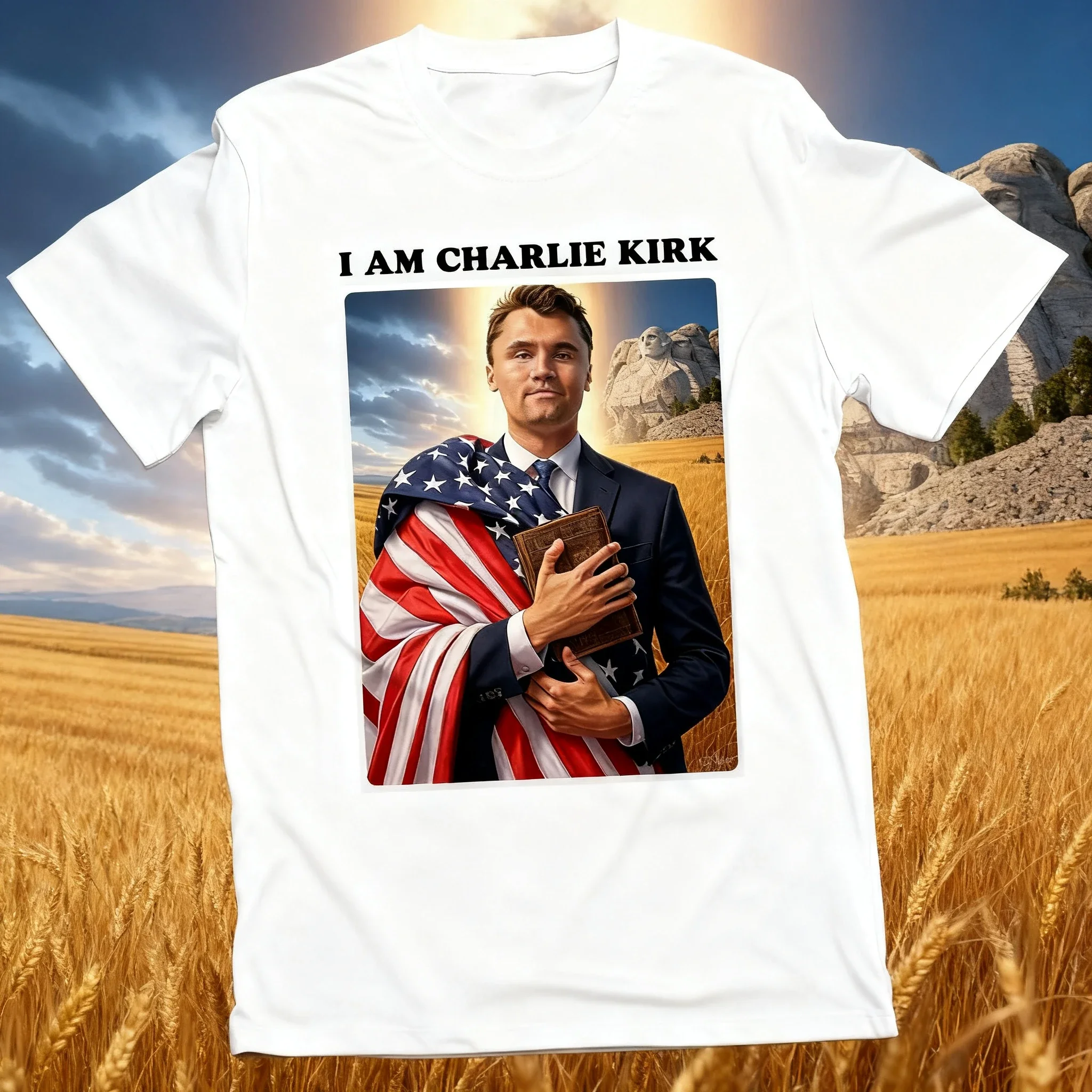 تي شيرت تشارلي كيرك أنا تشارلي كيرك تي شيرت يسوع المسيحي الأمريكي الوطني للرجال والنساء على الطراز الأمريكي #2