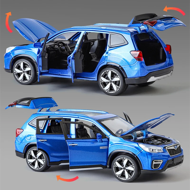 1/30 Subaru Forester SUV Alloy Car Model Diecast Metal Off-road Vehicles Car Model Simulation Sound and Light Childrens Toy Gift