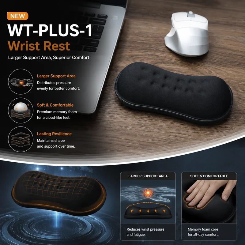 Ergonomic Breathable Quick Rebound Wrist Rest Pad Soft Hand Support Cushion Reduce Wrist Fatigue for Office Worker Gamer Laptop