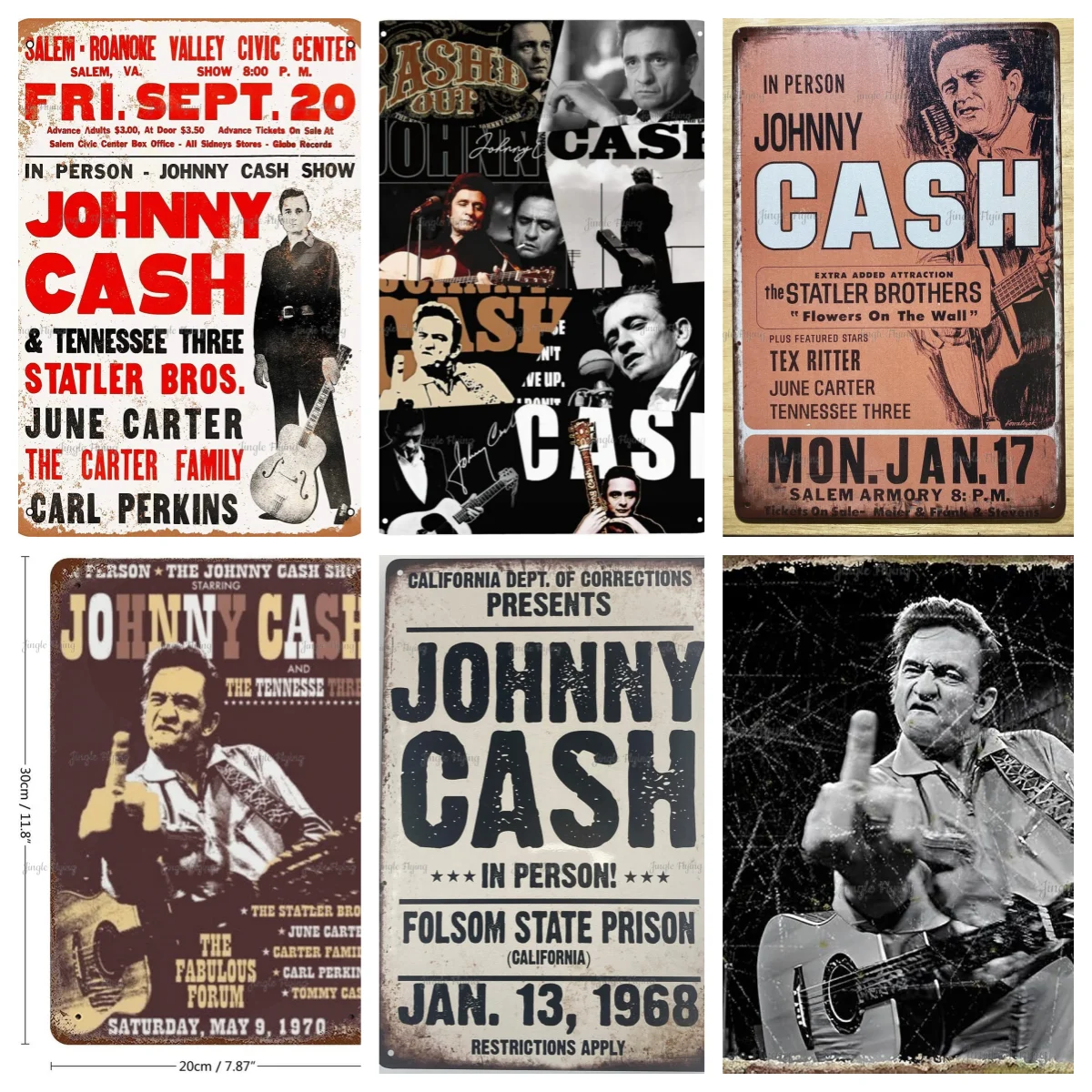 Bidesign Johnny Signature Letrero Metal Tin Sign Johnny Rural Singer Cash Metal Sign Bar Cafe Restaurant Home Decor