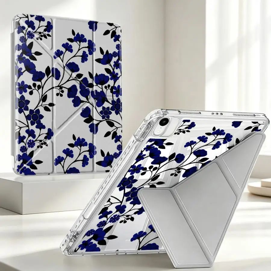 Tablet Case For iPad Mini 7 6 5 12th 9th Air 8 M2 M3 3 10th Gen 11th Pro 13 2025 2026 With Pen Slot Cover Creative Black Blue