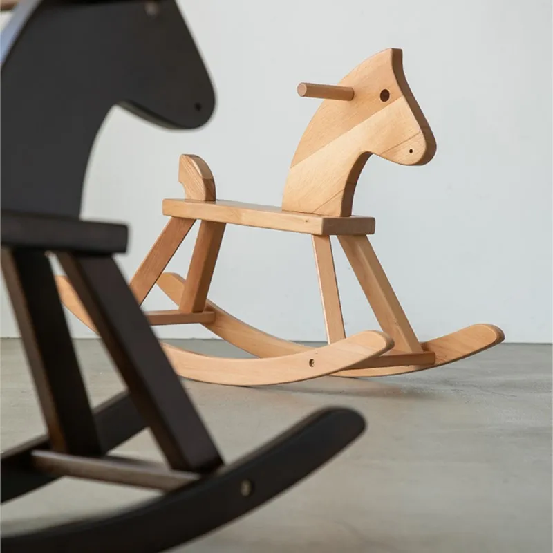 

MOMO Children's Trojan Horse Baby Adult Rocking Horse Baby Birthday Gift Children Living Room Toys Wooden Ornaments