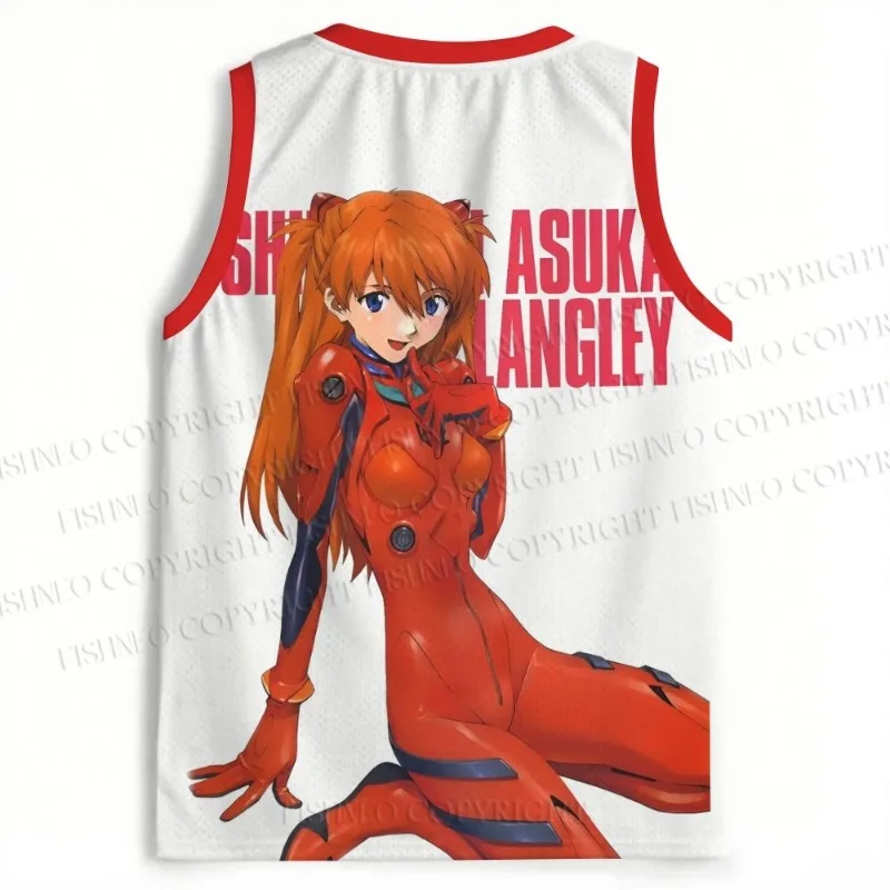 Anime Evangelion Basketball Tank Top Ayanami Graphic Sleeveless Mesh Jersey Unisex Vintage Manga Print Casual Street Sport Vest - view 5