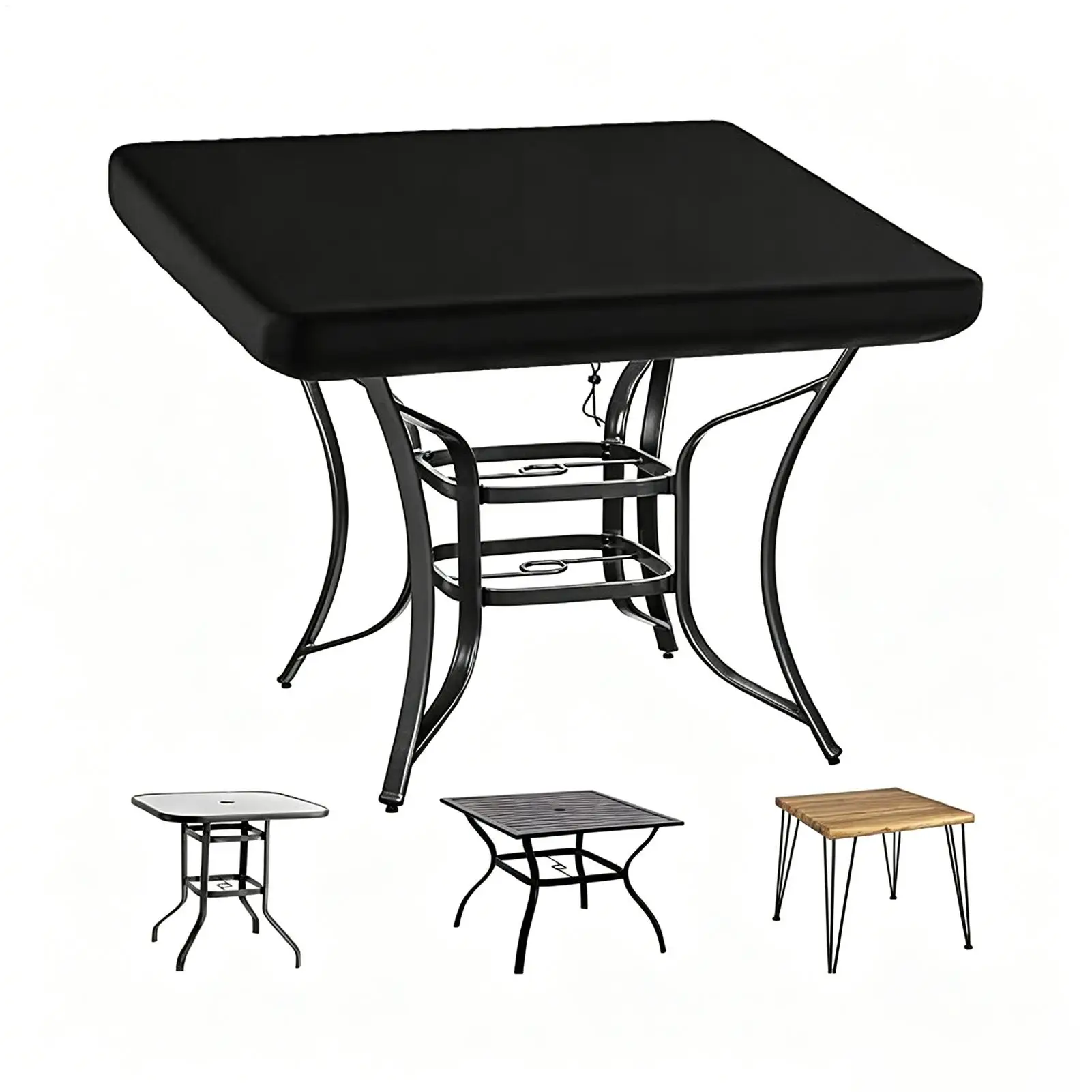 Outdoor Table Covers Waterproof Square 420D Oxford Dust Sleeve With Windproof Buckle Patio Table Covers For Outdoor Furniture