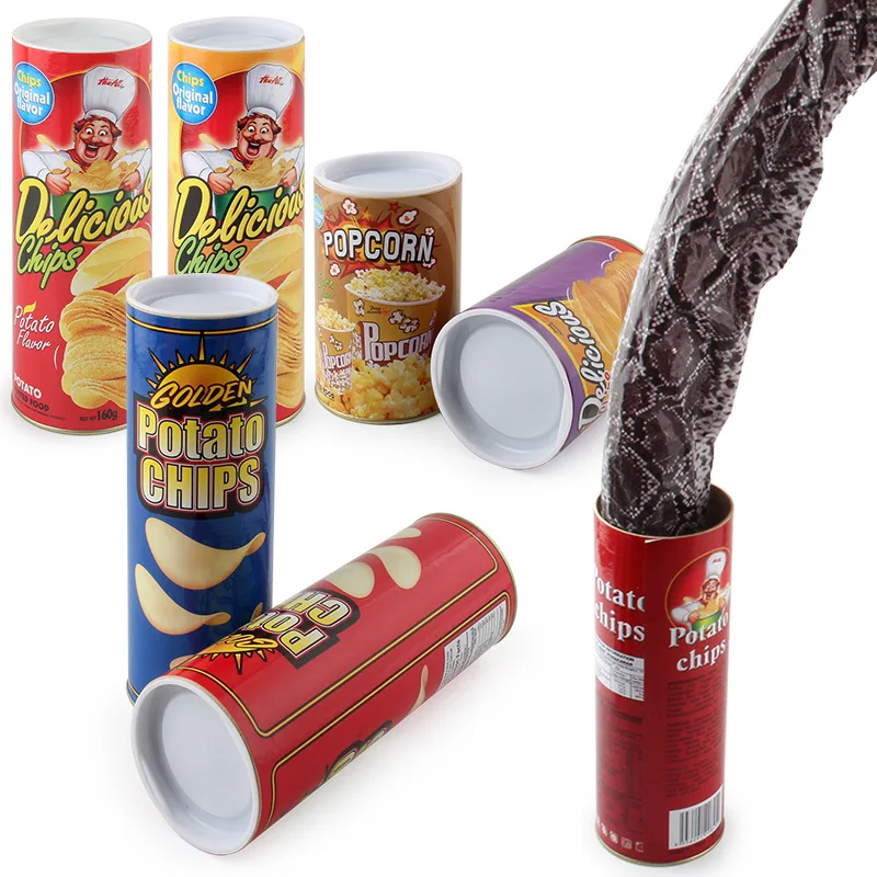 

Potato chips bouncing snake, April Fool's gift spoof startle potato chips snake toy, funny gift toy simulation snake