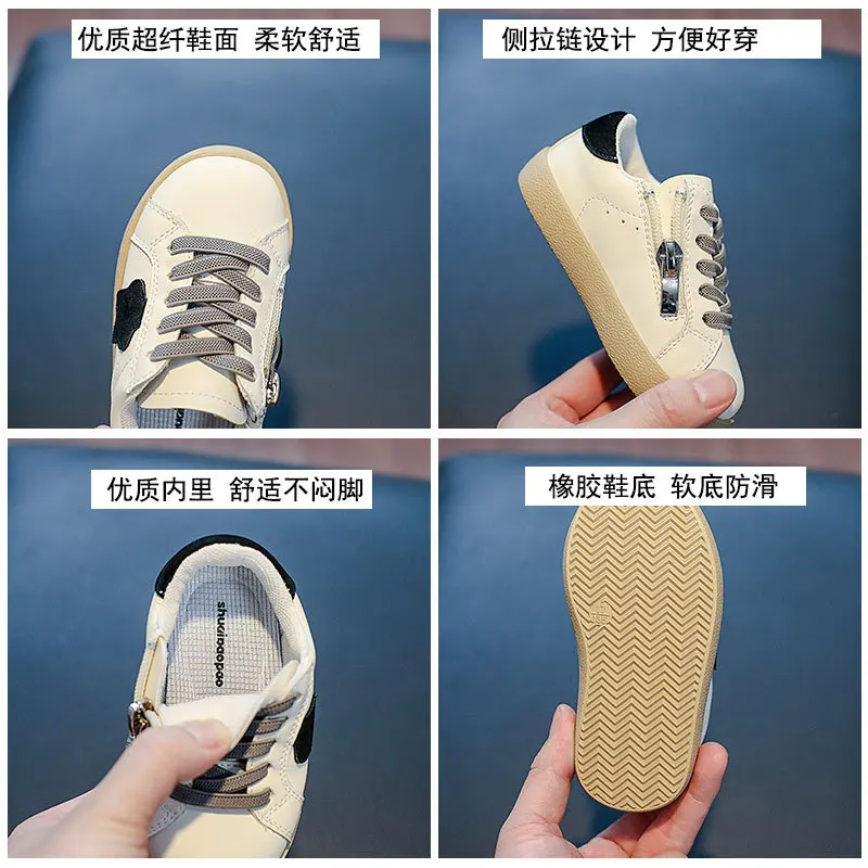 Children Sneakers Kids Fashion Design White Non-slip Casual Shoes Boy Girls Hook Breathable Sneakers Toddler Outdoor Shoes