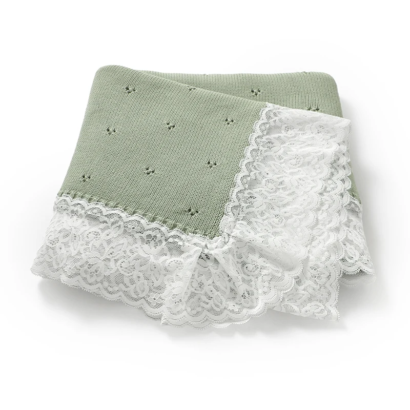 

Одеяла для новорожденных, хлопковое вязаное одеяло для кровати для мальчиков и девочек, 102*82 см, детская коляска, пеленание, супер мягкая модная однотонная кружевная плед