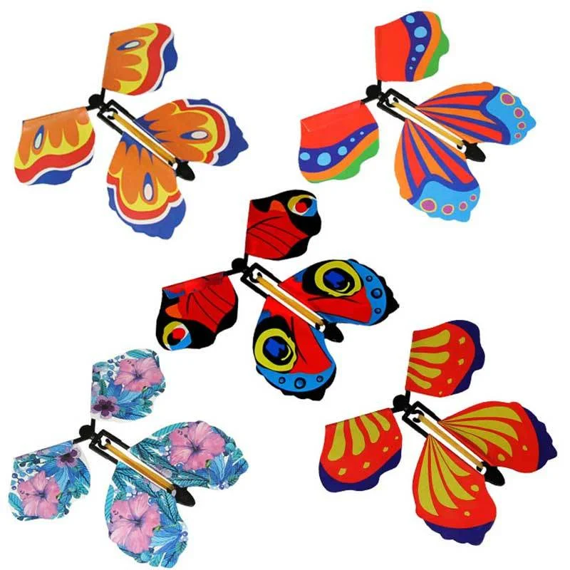 10Pcs Magic Flying Butterfly Fairy Flying Toys Wind Up Butterfly Toys Great Surprise Party Great Surprise Gift Magic Tricks