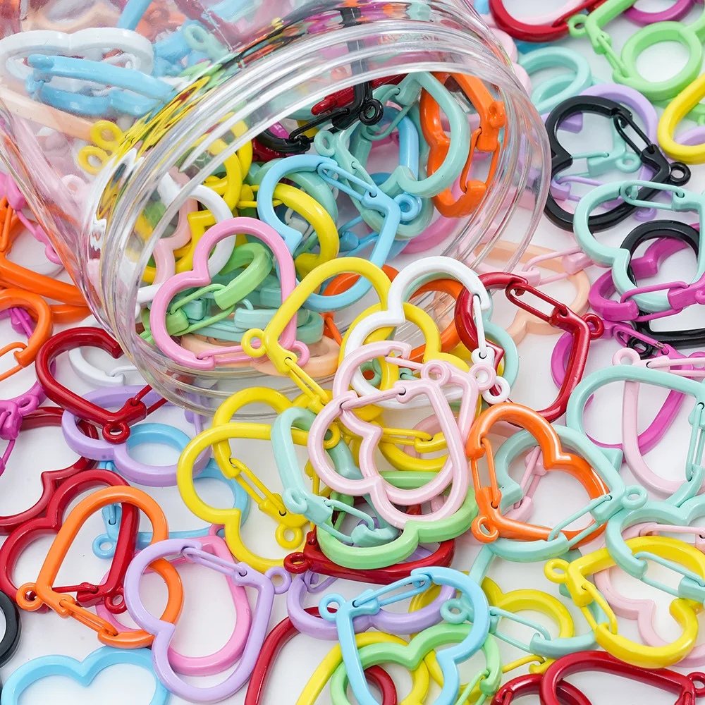 5 قطعة سلاسل المفاتيح المعدنية الملونة القلب الدورية مشبك الربيع جراد البحر المشابك السنانير حلقة رئيسية Keyrings اكسسوارات صنع المجوهرات