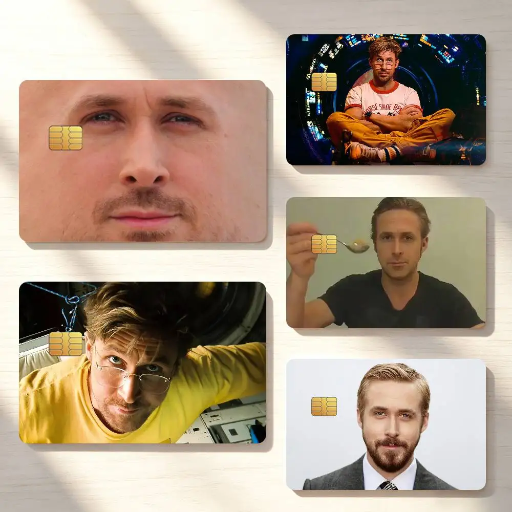 R-Ryan Gosling Actor Credit Card Sticker Waterproof Anti-Scratch 4PCS Bank Debit Traffic Cover Decoration