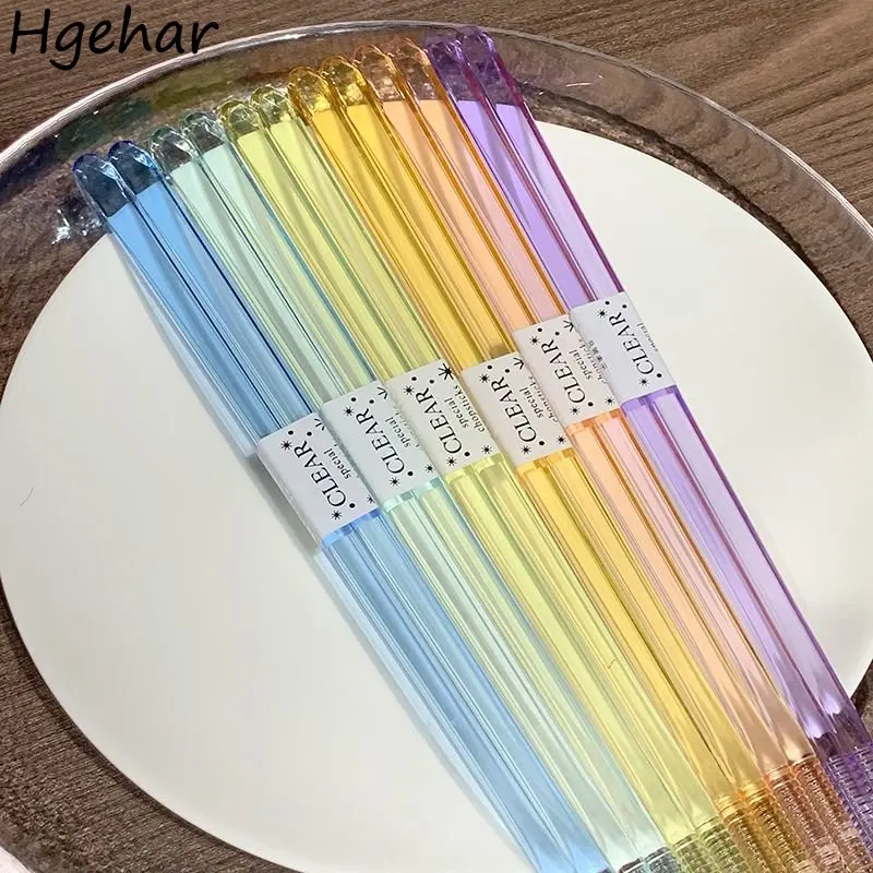 Candy Colors Plastic Transparent Chopsticks Ins Fashion Household Food Sticks Anti-slip Mildew Proof Anti-scald