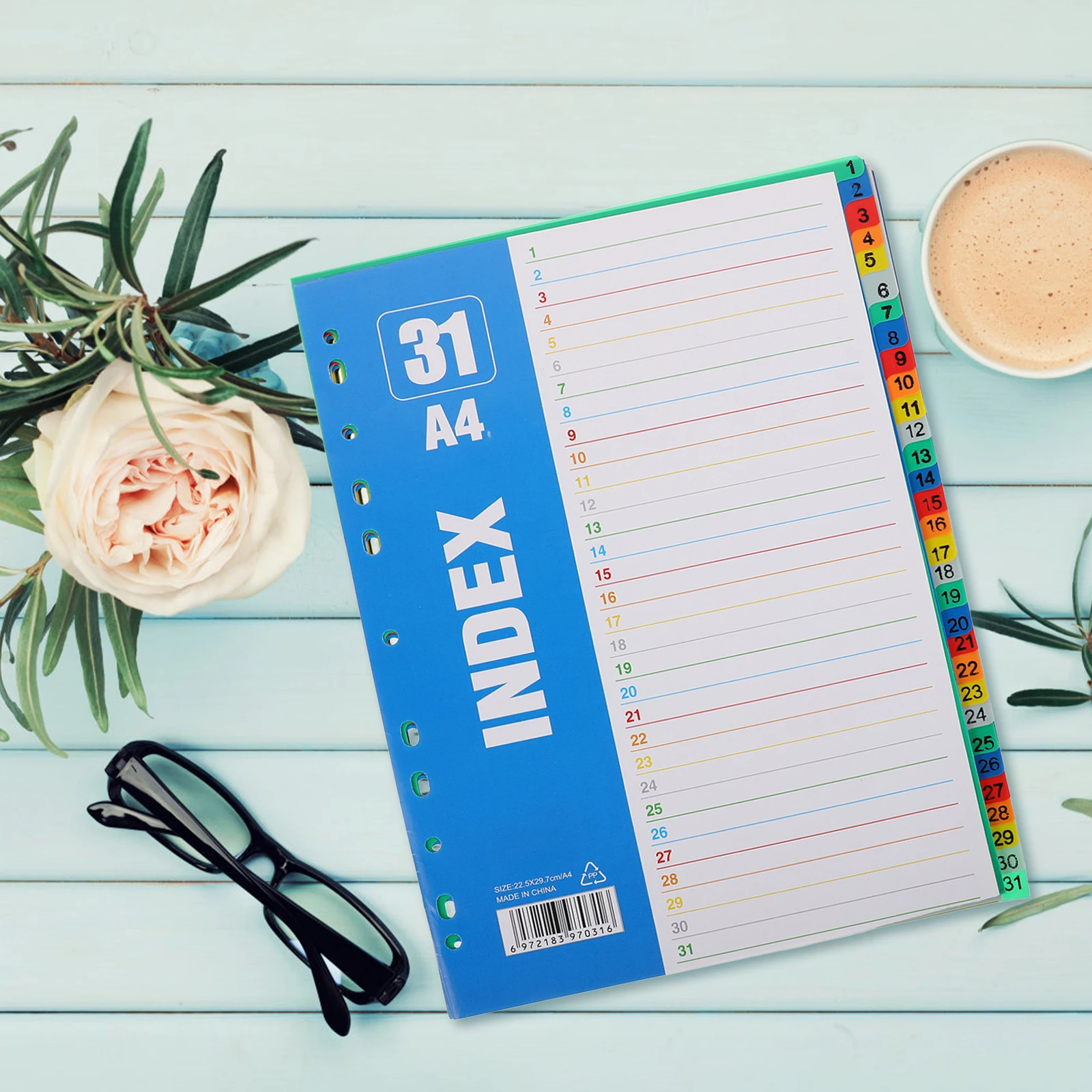 1 Set 31 Schede Raccoglitore Divisori Indice Robusto Materiale Pp Ufficio Scuola Uso Blocco Note Staccabile Notebook Divisore File A4 a 11 Fori