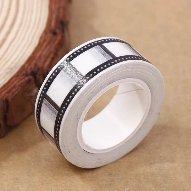 10M*15mm Tape Camera Roll Print Scrapbook DIY Sticker Decoration Japanese Retro Tape Paper Black White Edges 10m