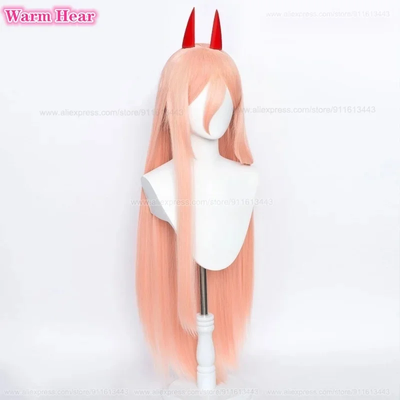x;3,f6'b7\g, Power Synthetic 100cm Long Orange Pink Straight Hair Cosplay Anime Wigs Horn Heat Resistant H5;h7'b8\f,4/ view 4