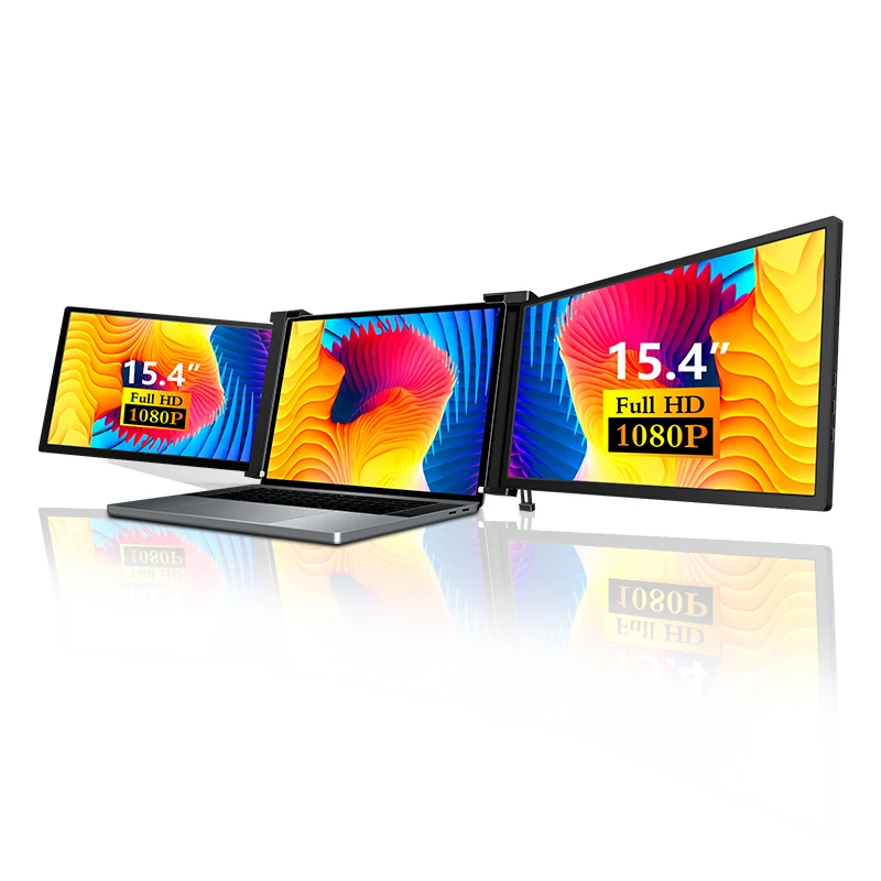 

Двойной портативный монитор, удлинитель экрана ноутбука, 1080P, 15,4-дюймовый тройной экран для Mac и Wins