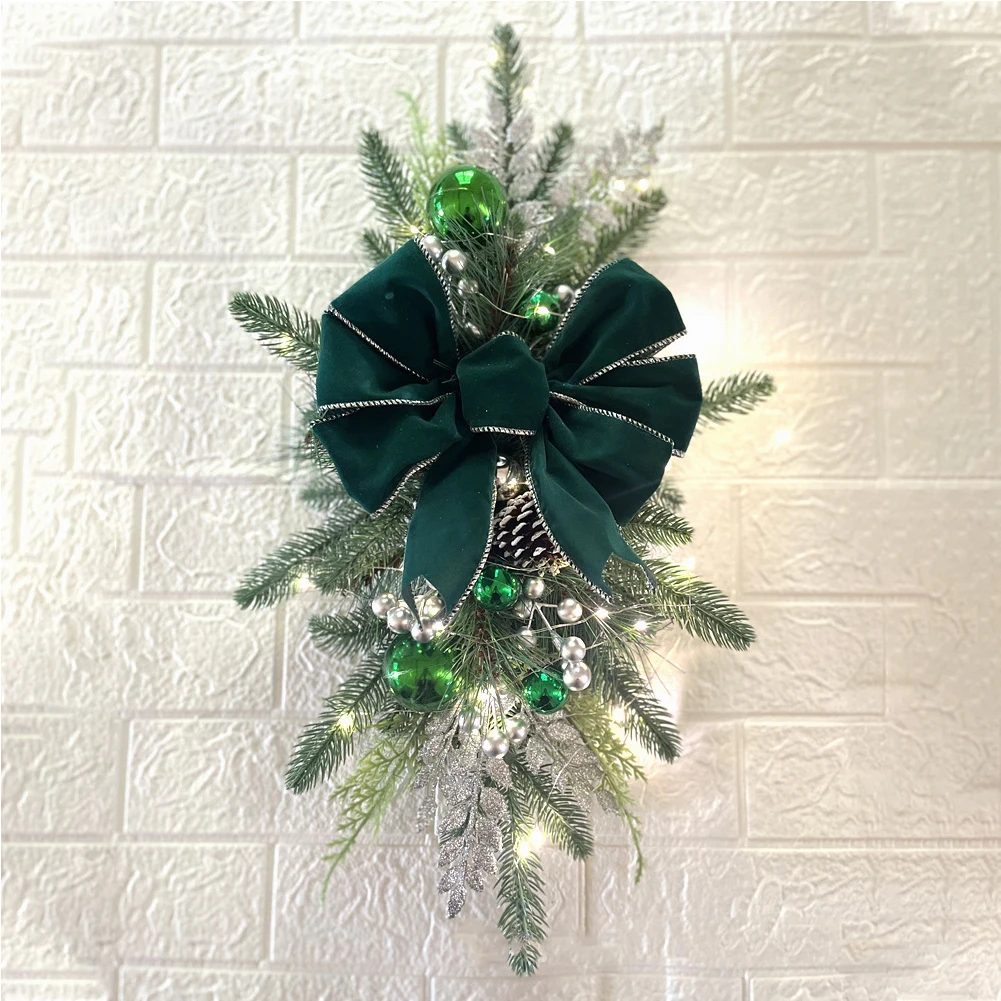 Door Stairs Wreath Christmas Wreath Hanging Pendants Artificial Flowers Stairway Swag Trim Garland Christmas Decorations 2024