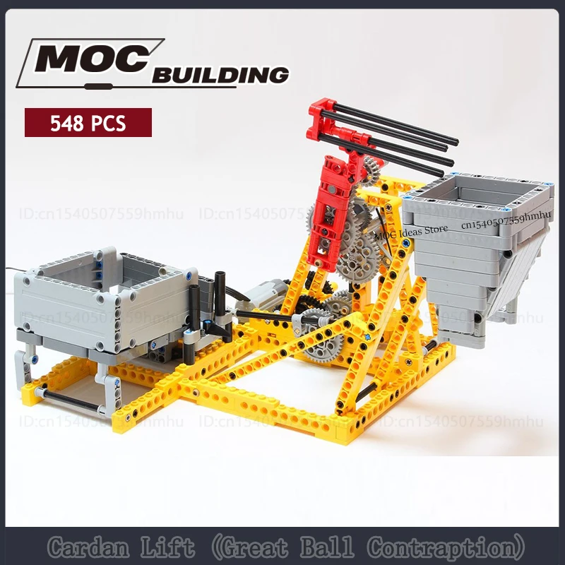 MOC Building Blocks GBC Module Cardan Lift Model Great Ball Contraption Motor Machine Technology Bricks DIY Assembly Toys Gifts