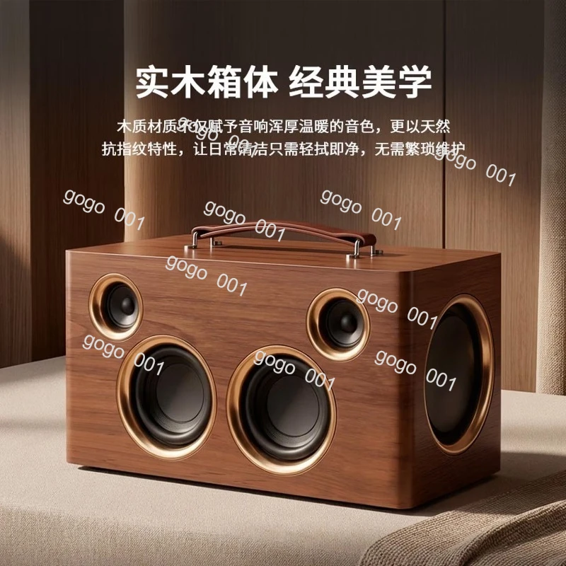 Bluetooth speaker with high volume, solid wood computer audio, retro melody, rose 08 desktop HiFi subwoofer