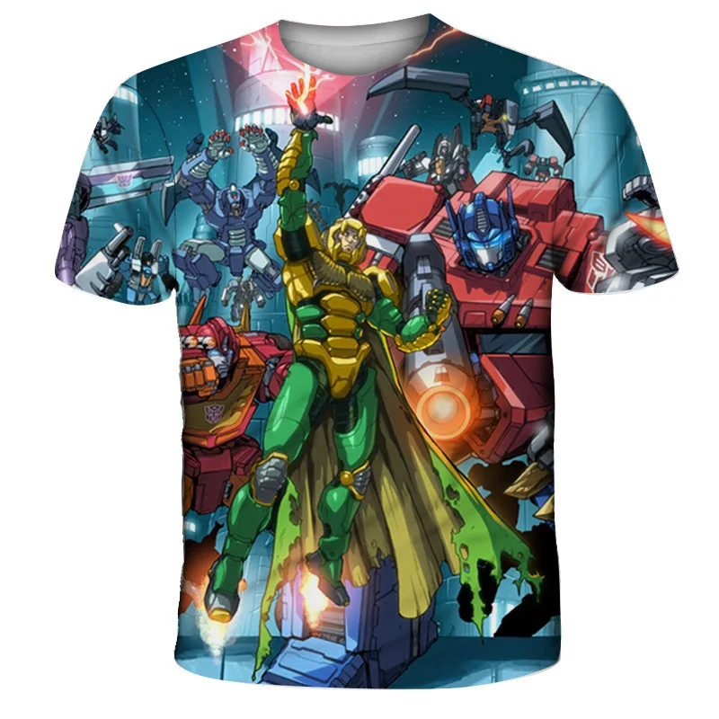 

Transformers Children Summer T-shirt Robot Tee Shirt Short Sleeve Round Tops 3D Print Leisure Sportswear Kids Birthday Gift