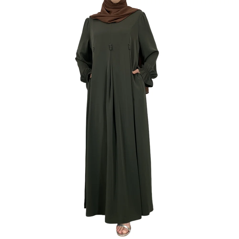 

Muslim Dresses Abaya Eid Mubarek Robe Long Dress Women Elegant Long Sleeve Maxi Sundress Loose Marocain Vestidos Kaftan Islamic