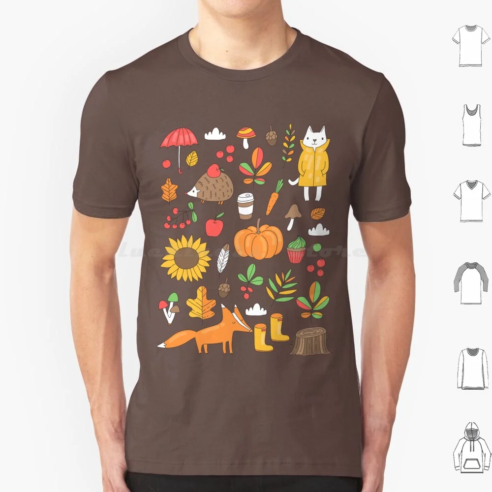 Autumn T Shirt 6Xl Cotton Cool Tee Cupcake Cloak Tree Halloween Green Floral White Autumn Boy Red Animals Leaf Yellow Vector