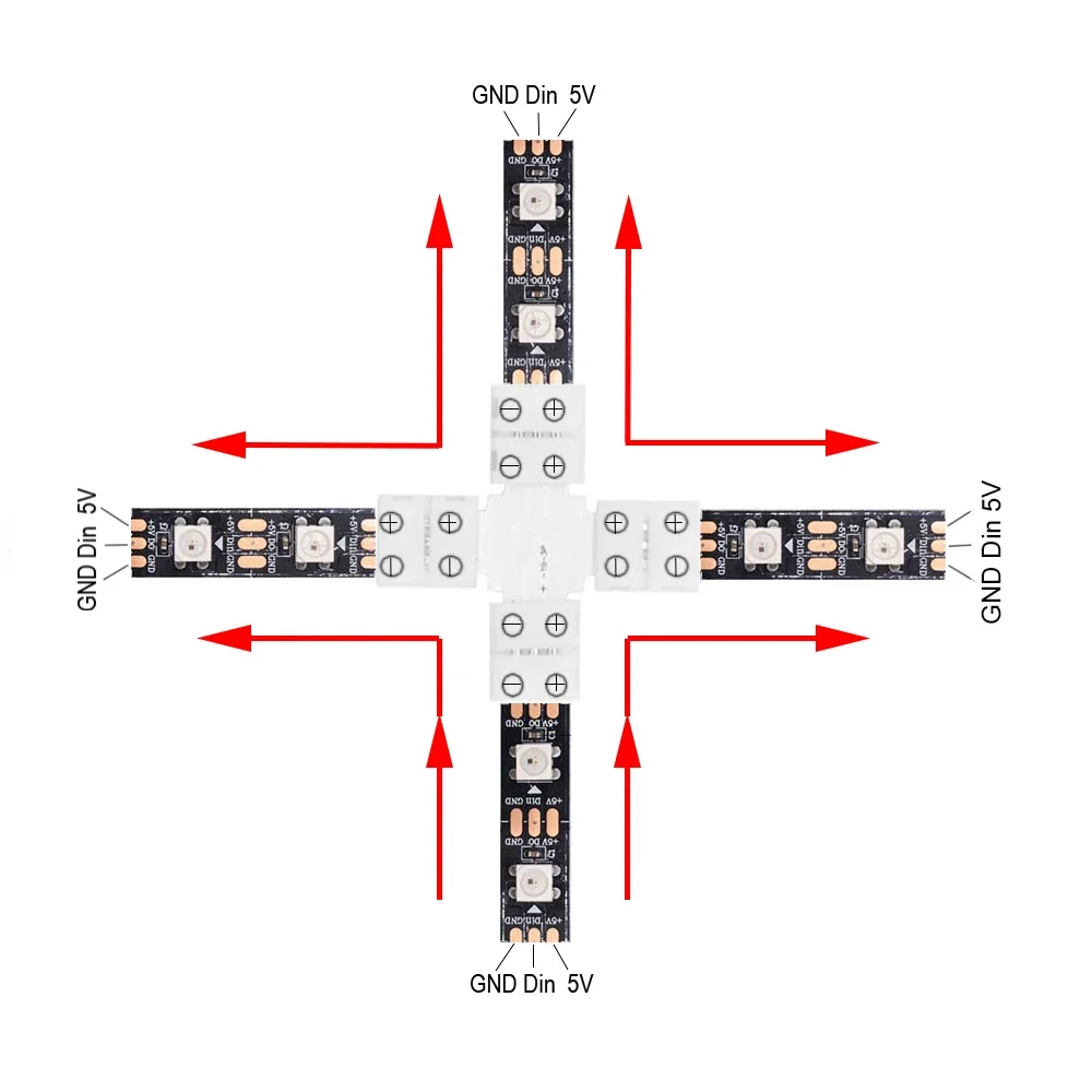 LED Strip Solderless Led Connector 2/3/4/5 PINs L T X Shape Corner Connector For 8/10/12mm 5050 2835 RGB RGBW Led Strip Light