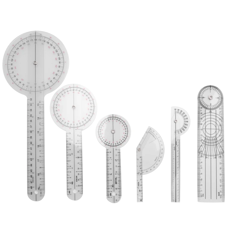 6Pcs Spinal Ruler Spinal Finger Goniometer Protractors Multi-Ruler Angle 180/360 Degree Measuring Tool