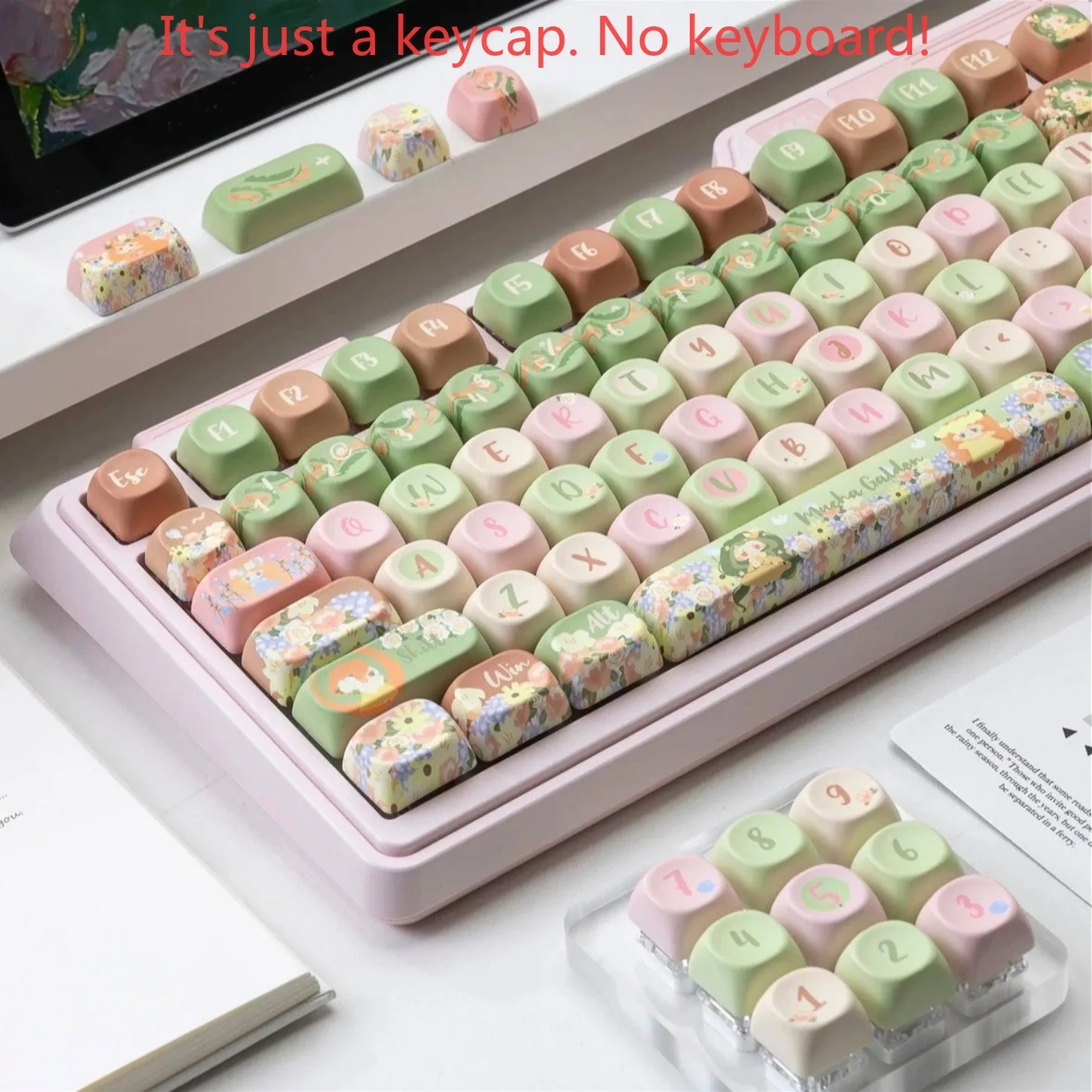 136 Keys MOA Profile Garden Fresh Green Pink Theme Keycaps PBT for Mechanical Keyboard
