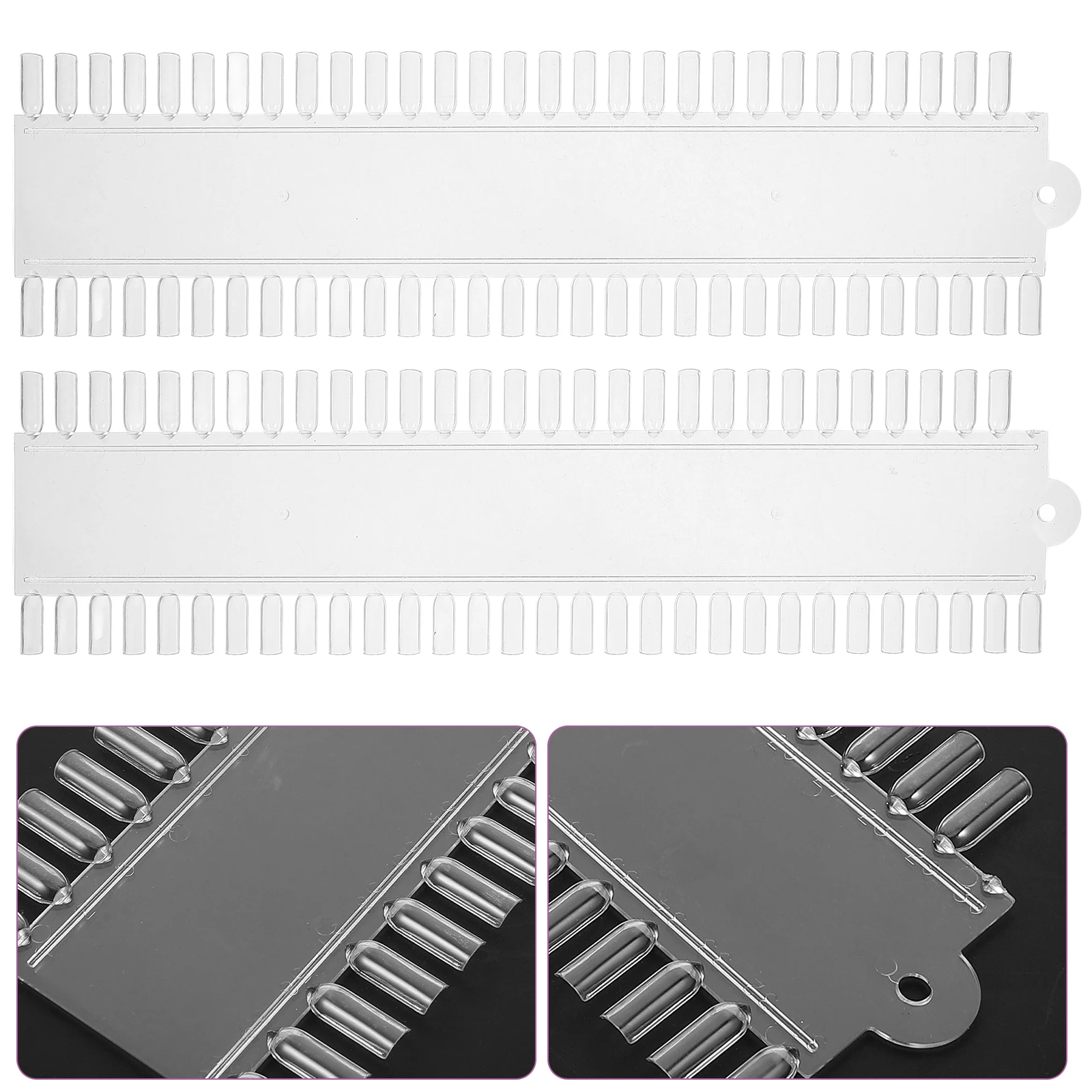 

2pcs Nail Art False Nail Tips Practice Board 60 Colors Nail Polish Painting Display Color Board (Transparent)