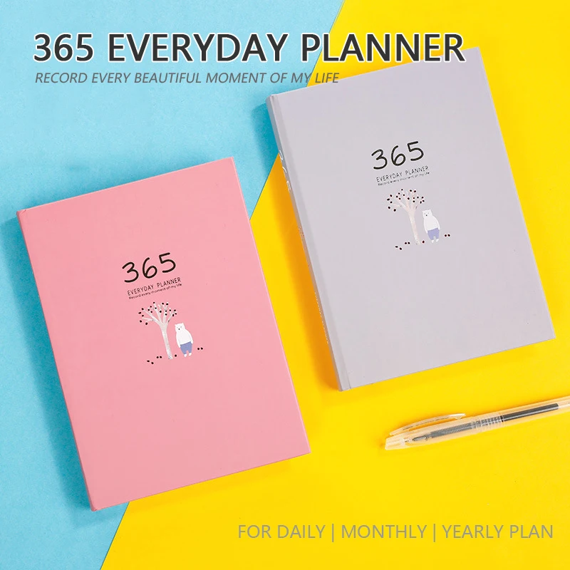 365 Everyday Planner Notebook Colored Pages Learning Plan Days Timeline Schedule Notepad Daily Monthly Diary Book