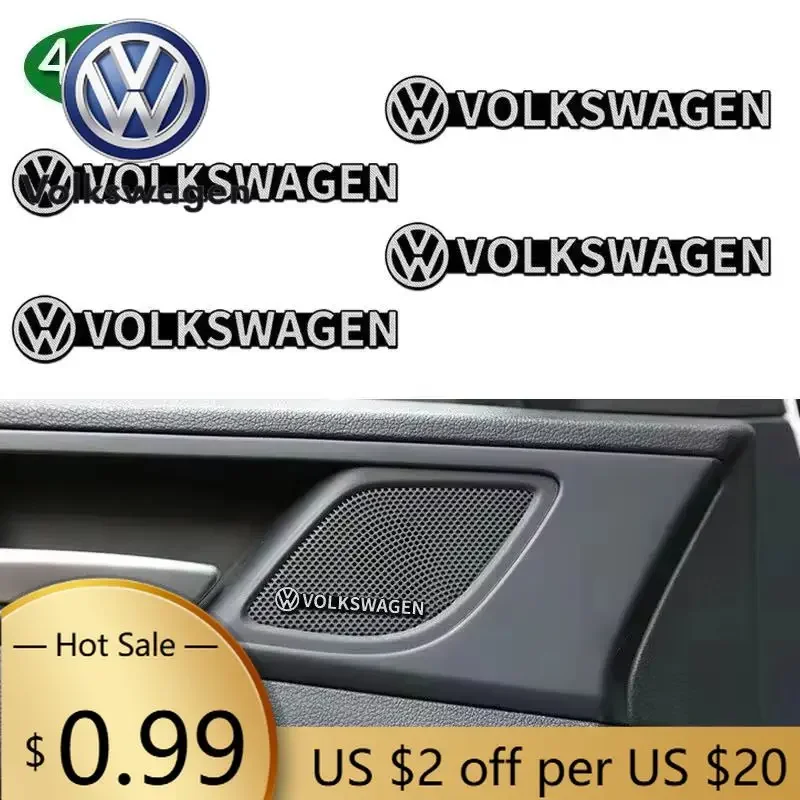 

For VOLKSWAGEN VW 4pcs Car Decoration Sound Audio Badge Stickers Emblem Decals for Volkswagen Rline Golf Bora Passat Jetta Beetl