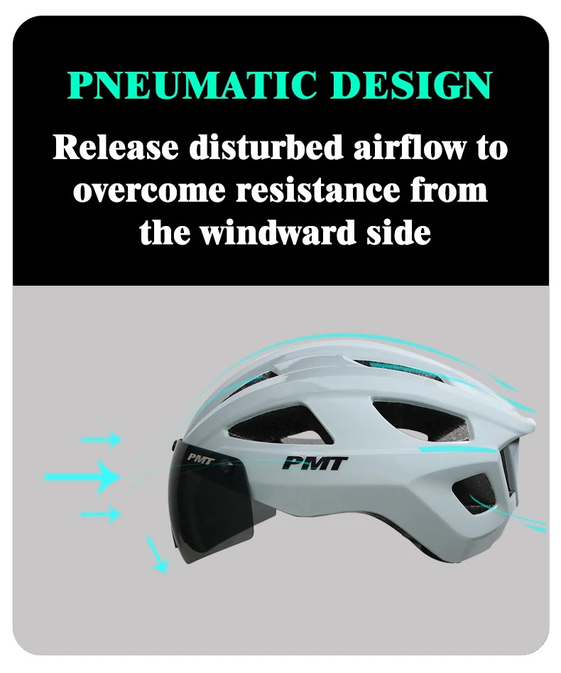 PMT Miduo 2.0 Bicycle Helmet Ultralight Racing Hat Breathable Comfortable Cycling With Magnetic Windproof Lenses Safety Helmet