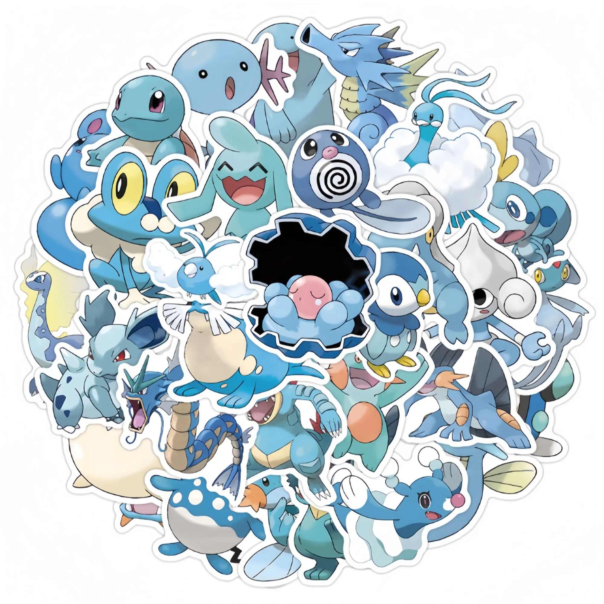 

60PCS Water-Type Pokémon Stickers, Squirtle Psyduck Waterproof Decals, DIY Stickers for Phone Case, Water Bottle, Kids Gifts