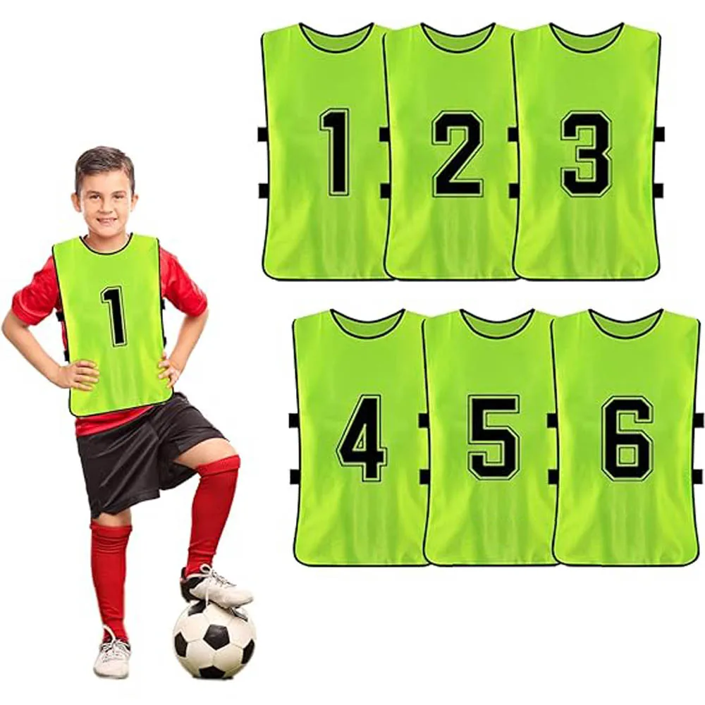 

6 шт., быстросохнущие футболки для футбольной команды для взрослых, молодежные спортивные нагрудники для футбольной команды, пронумерованные нагрудники, спортивный жилет