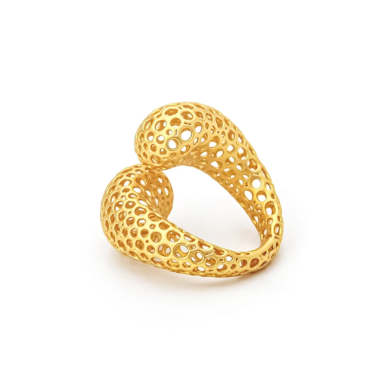 

IVOG Arc Design Gold Color Ring For Women Hollow Out Fashion Jewelry Elegant Wedding Anniversary Official-Websit