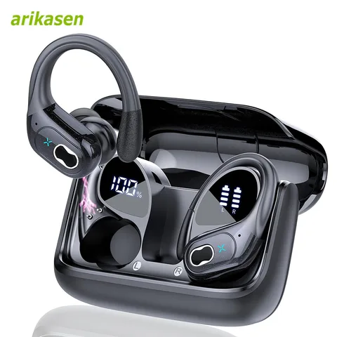 Bluetooth 5.3 fones de ouvido 2024 sem fio 75 horas esporte bluetooth com cancelamento ruído microfone ipx7 à prova dwaterproof água