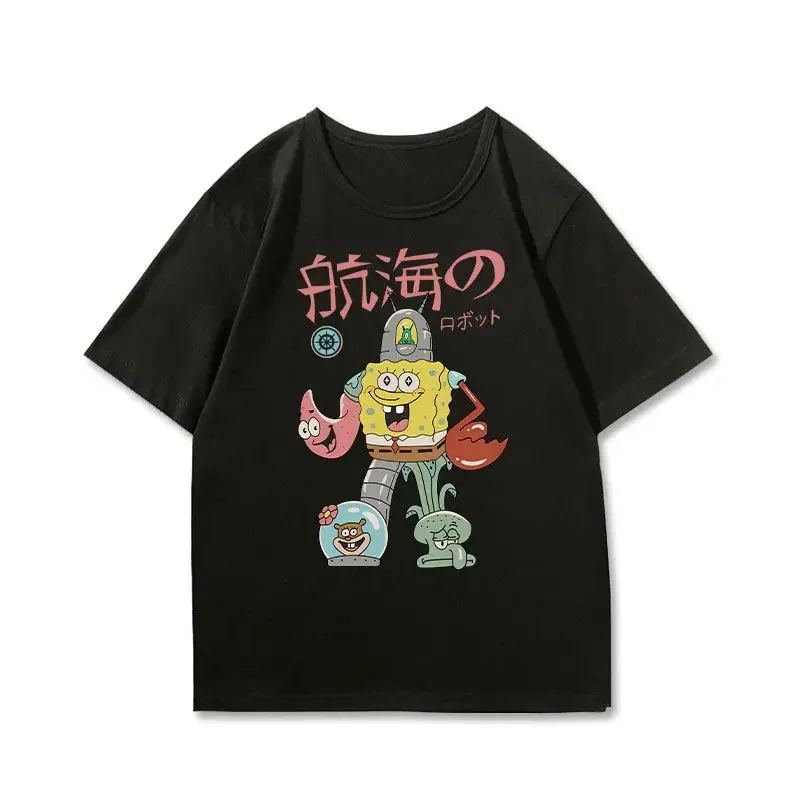 

SpongeBob Patrick Star Short Sleeve T-Shirt Design Sense Women's T-Shirt Fashion Trend Y2K Harajuku Vintage Clothes