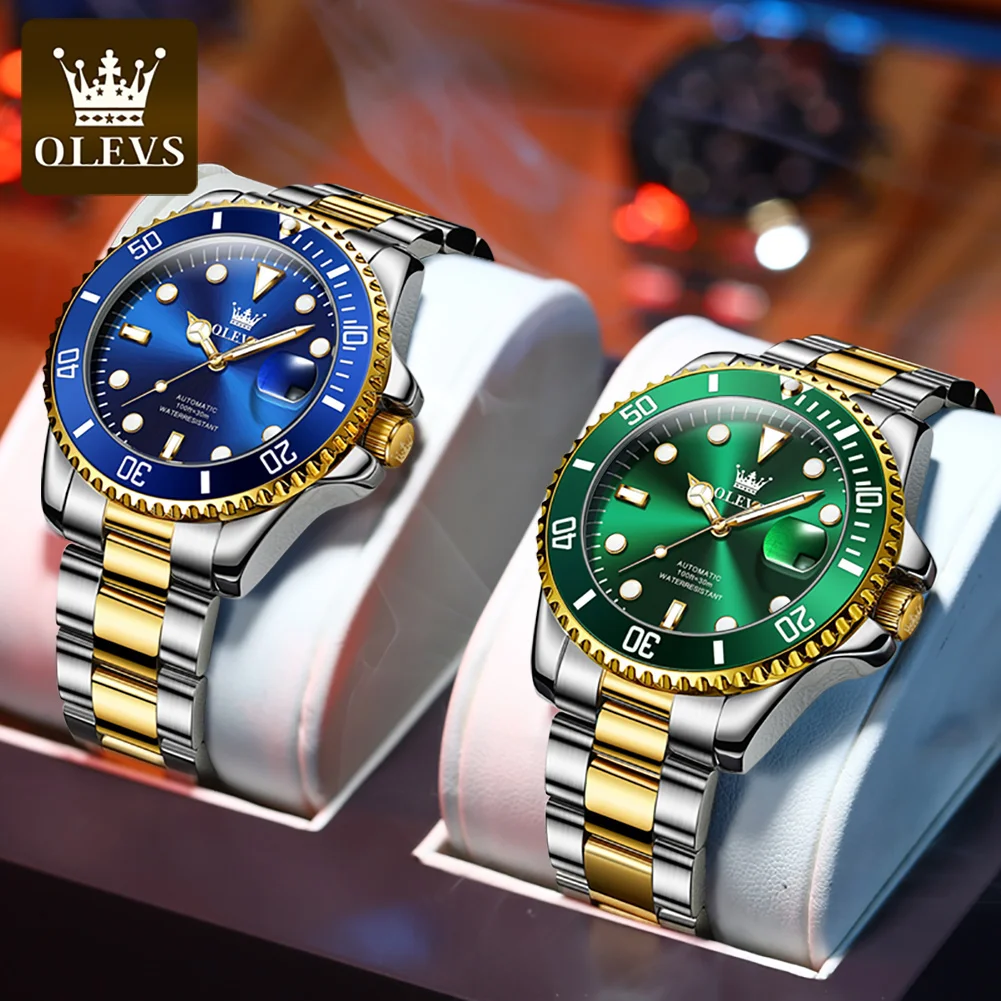 OLEVS 6650 Men's Watches Business Dress High end Wristwatch Man Stainless steel Waterproof Date Luminous Automatic Watch Men