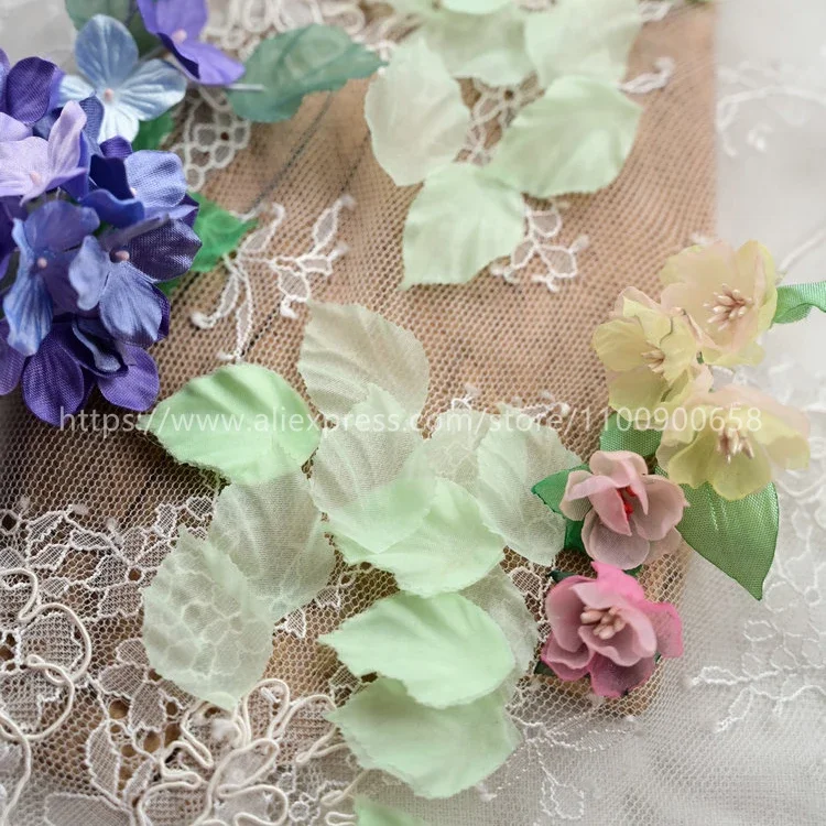 

2*3cm High Quality 3D Crease Organza Leaf Colorful Children's Fairy Qi Petals DIY Handmade Baby Clothes, Dress Decorate, Flowers