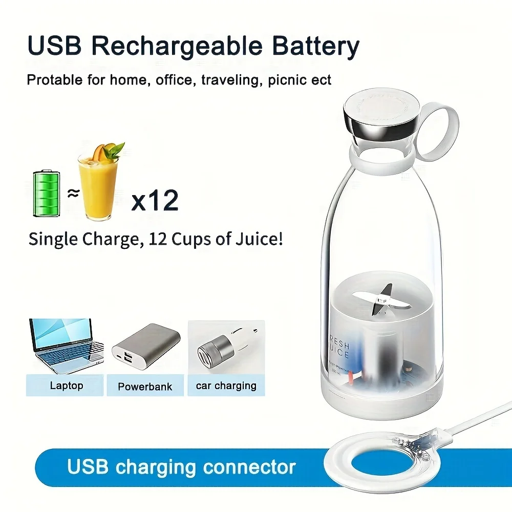 Mini Juice Blender Portable Electric Juicer Bottle 6 Blades Shake Orange Lemon USB Charging Fruit Mixer Fresh Squeezer Machine