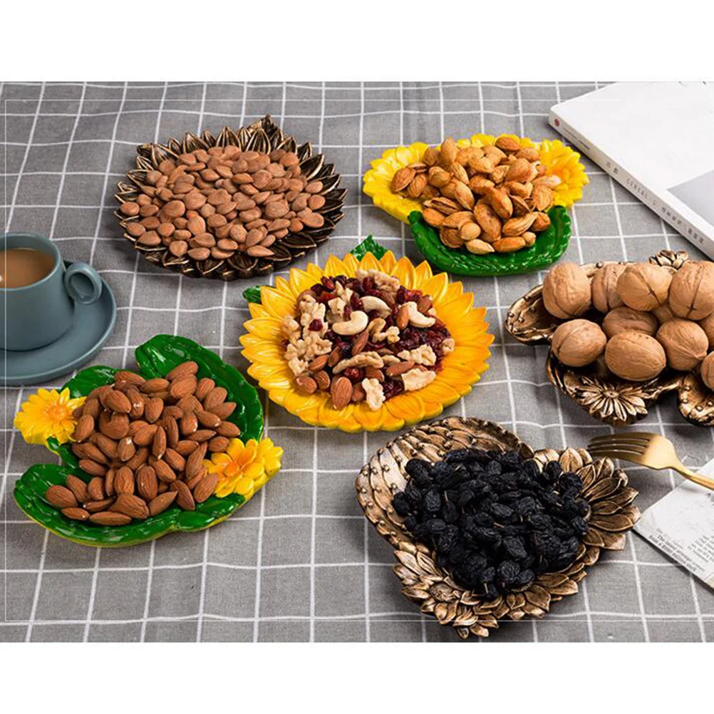 

Creative Dried Fruit Plate Nut Serving Dish Resin Storage Tray Jewelry Bowl Sunflower -Friendly Functional