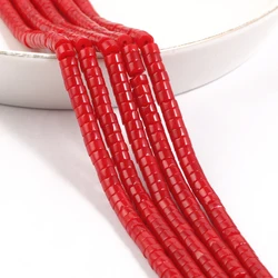 Wholesale DIY Loose Beads 4x2mm Natural Red Coral Beads Flat Round Disc Shape Beads For Jewelry Making Handmade Material
