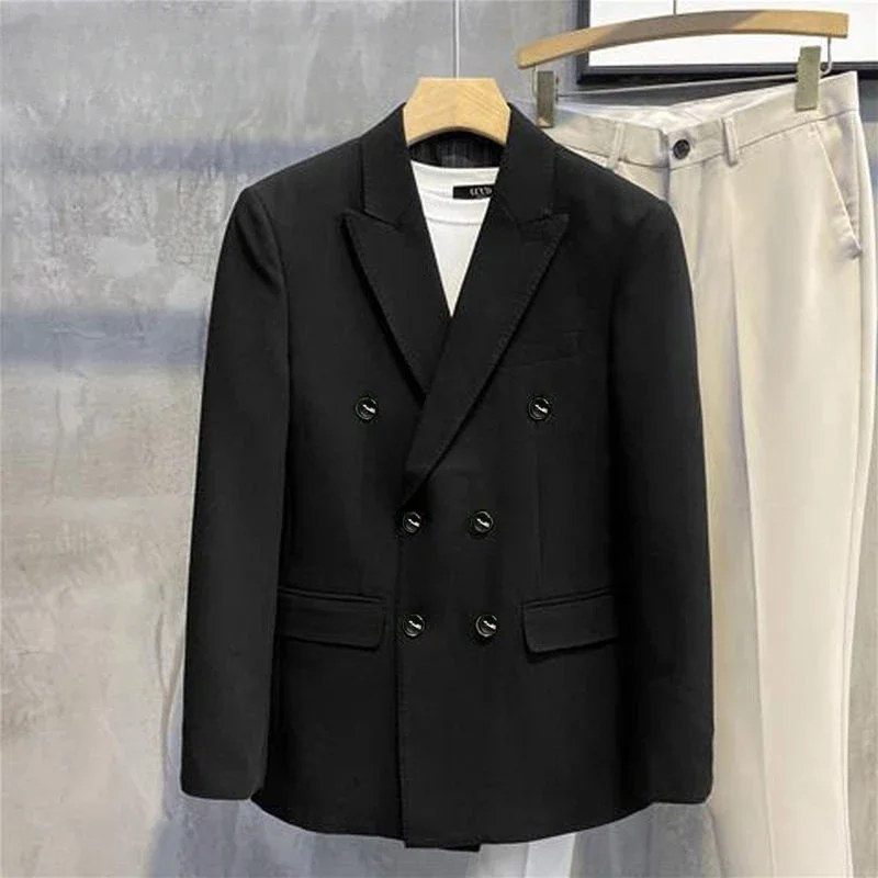 Thin Male Blazer Black Cropped Men\'s Suit Jackets Short Coat Slim Fit New In Classic Premium Menswear Summer Fashion 2024