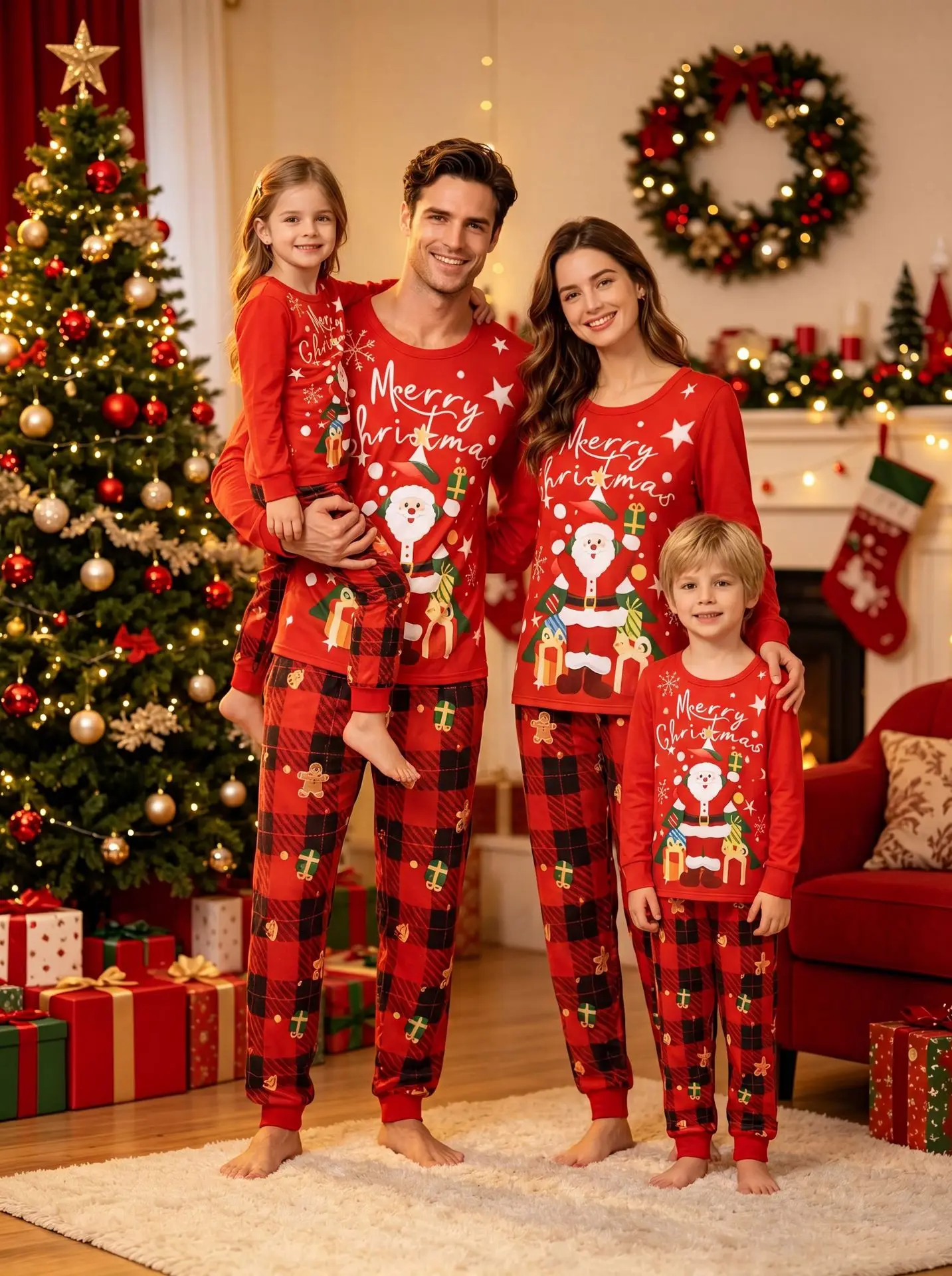 Pajamas Christmas Woman Family Look Set Couple Pajama Sets Family Matching Outfits Mom and Daughter Matching Clothes Mother Kids