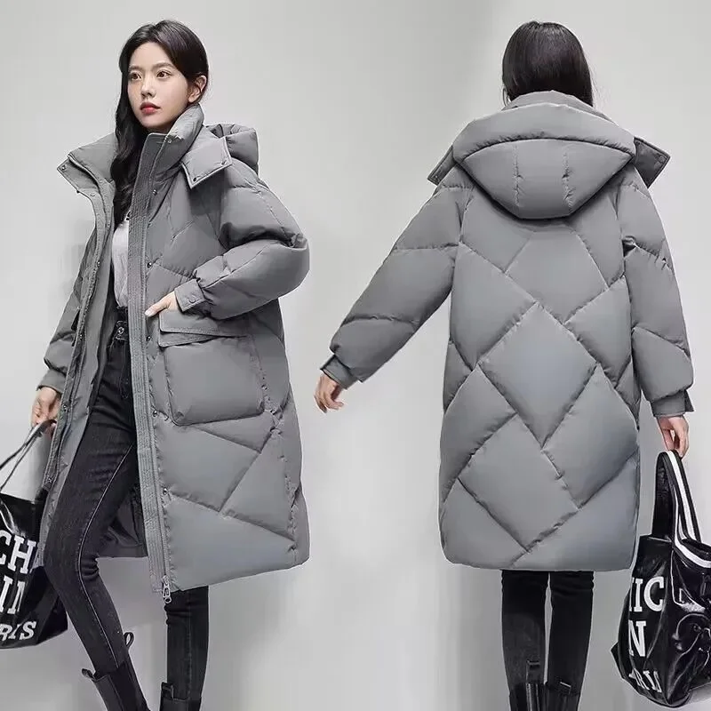 2023 New Winter Women Parka Hooded Jackets Thicken Warm Cotton-padded Puffer Coats Casual Long Parkas Clothes Loose Outerwear