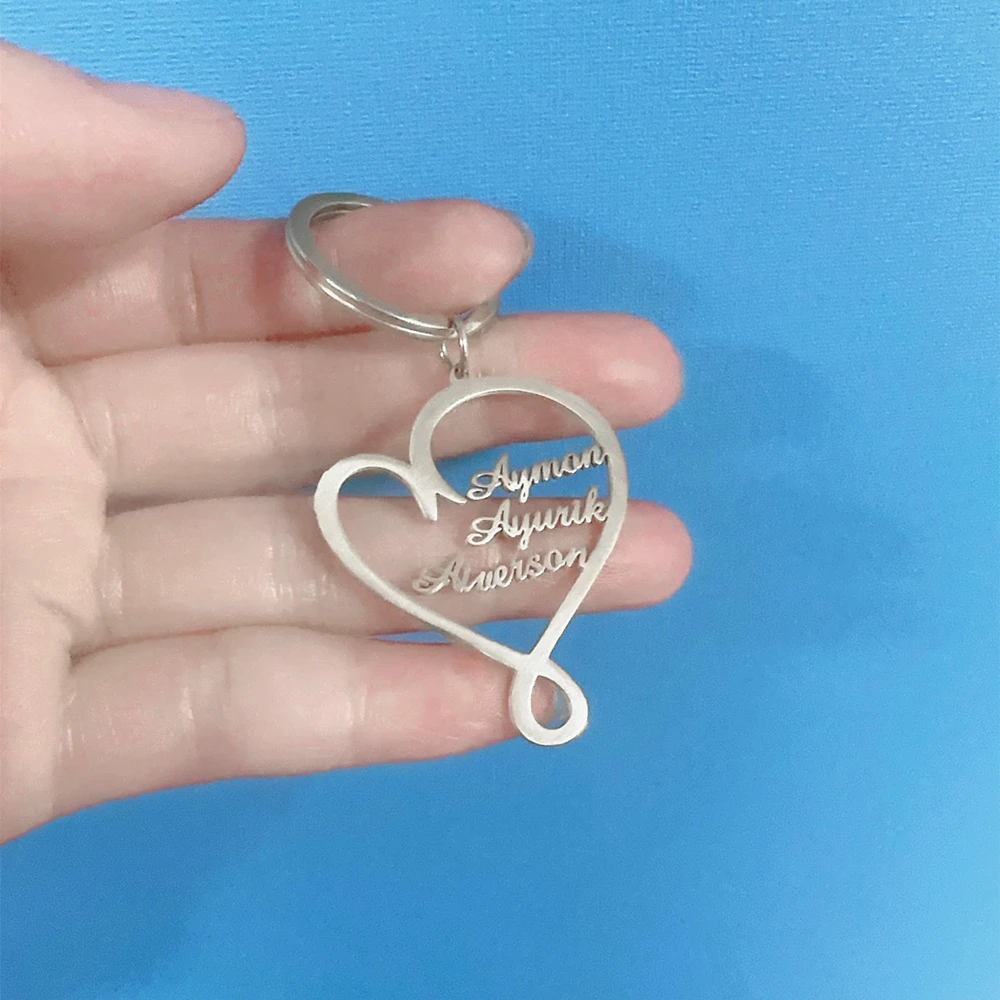 Custom Name Key Chain Personalized Name Keychain Stainless Steel Heart Nameplate KeyRing Jewelry Girlfrined Gift